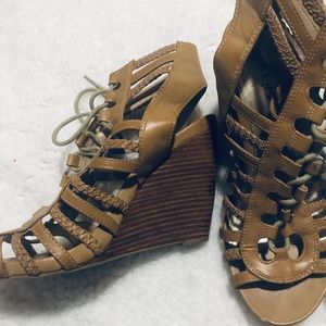 Lace up wedge sandals